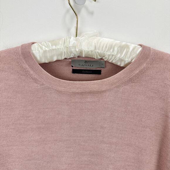 Canali Wool Silk Sweater Pullover Lightweight Crewneck Pink Long Sleeve Medium - Picture 8 of 13